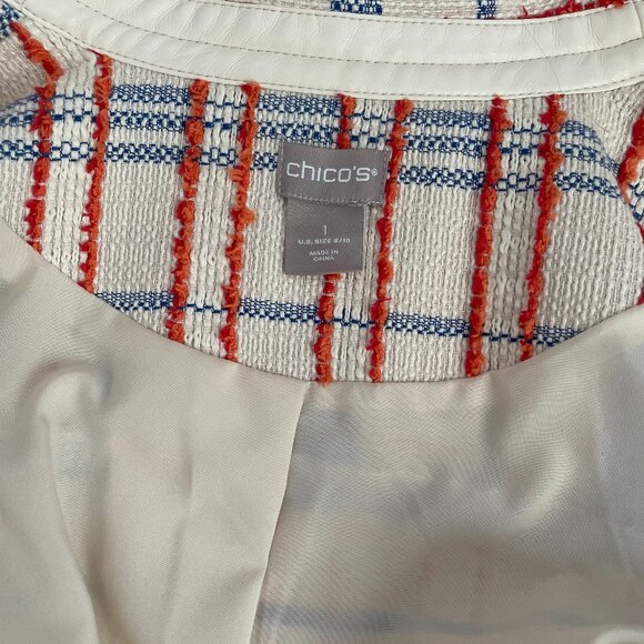 Chico's Orange and Blue Tweed Jacket - Picture 7 of 11